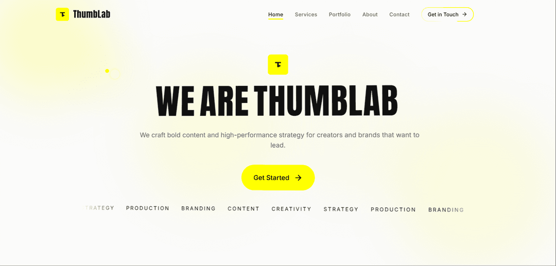 ThumbLab Studio – Creative Agency Website